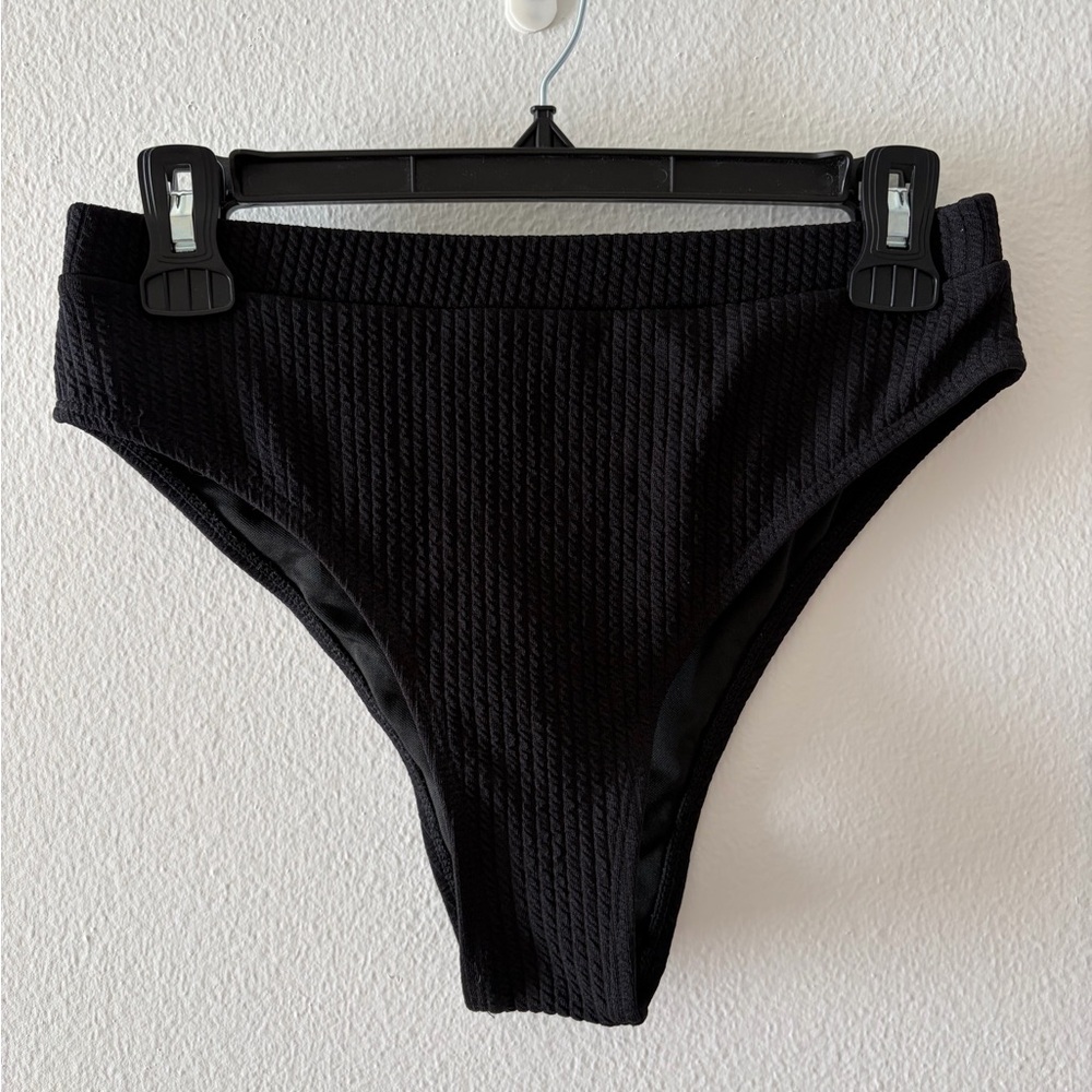 Black Textured Bikini Bottom